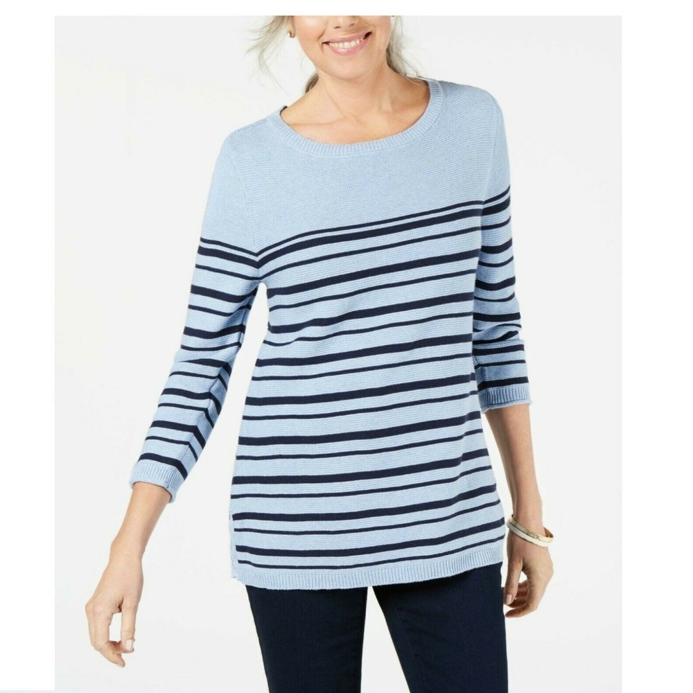 Karen Scott XXL Light Blue Lace Up Sweater 4AC73